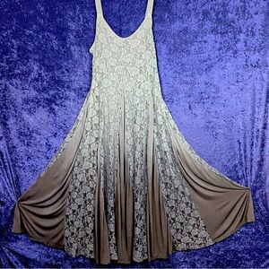 Indigo Thread Company, Lace Panel Dress, ombré light mint to deep sage, large